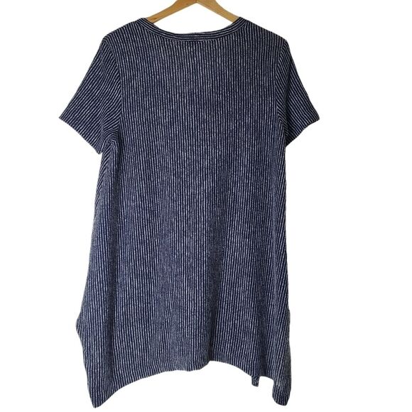 Soft Surroundings Navy Striped Short Sleeve Tee - Picture 2 of 6